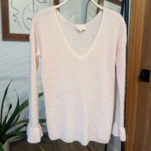 SÉZANE Fride Nude Pink Mohair Ruffle Sleeve Sweater